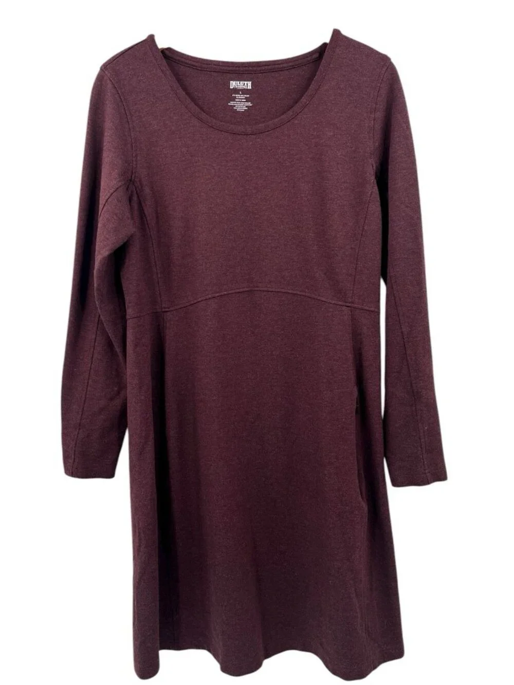 DULUTH Women's Purple Long Sleeve Round Neck Midi Dress Large - Picture 1 of 4